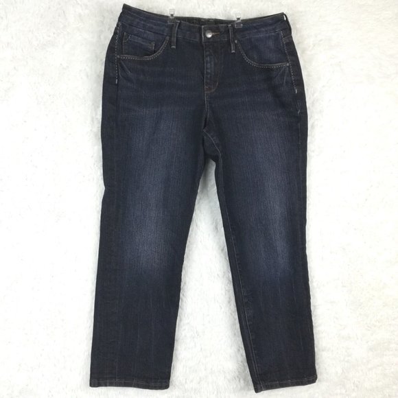 Jag‎ Womens Jeans Slim Fit Crop Blue Denim Dark Wash Mid Rise Stretch 12 - Picture 1 of 13